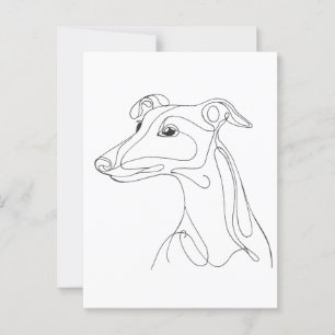 Handgetekende Greyhound-lijn Kunst - Minimalistisc Briefkaart