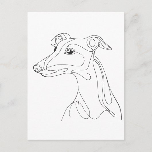 Handgetekende Greyhound-lijn Kunst - Minimalistisc Briefkaart (Voorkant)