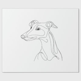 Handgetekende Greyhound-lijn Kunst - Minimalistisc Cadeaupapier