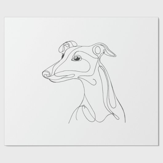 Handgetekende Greyhound-lijn Kunst - Minimalistisc Cadeaupapier (Vlak)