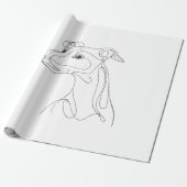 Handgetekende Greyhound-lijn Kunst - Minimalistisc Cadeaupapier (Uitgerold)