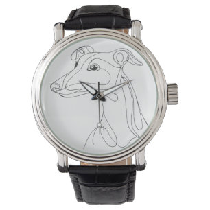Handgetekende Greyhound-lijn Kunst - Minimalistisc Horloge