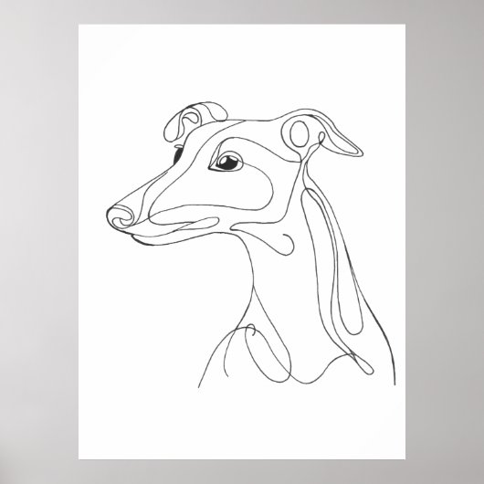 Handgetekende Greyhound-lijn Kunst - Minimalistisc Poster (Voorkant)