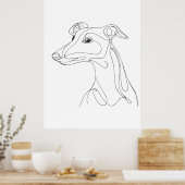 Handgetekende Greyhound-lijn Kunst - Minimalistisc Poster (Keuken)