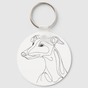 Handgetekende Greyhound-lijn Kunst - Minimalistisc Sleutelhanger
