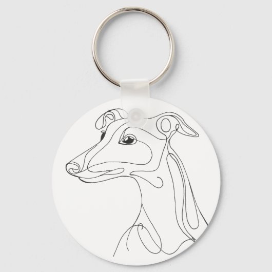 Handgetekende Greyhound-lijn Kunst - Minimalistisc Sleutelhanger (Voorkant)