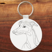 Handgetekende Greyhound-lijn Kunst - Minimalistisc Sleutelhanger (Voorkant)