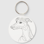 Handgetekende Greyhound-lijn Kunst - Minimalistisc Sleutelhanger (Achterkant)