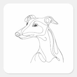 Handgetekende Greyhound-lijn Kunst - Minimalistisc Vierkante Sticker