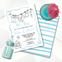 Handgetekende grillige Baby shower Clothesline Boy