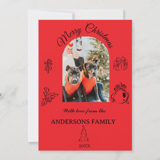 Handgetekende grillige Flat Holiday Kaart (Voorkant)