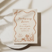 Handgetekende grillige Thanksgiving-uitnodiging Kaart