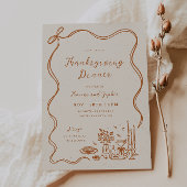 Handgetekende grillige Thanksgiving-uitnodiging Kaart