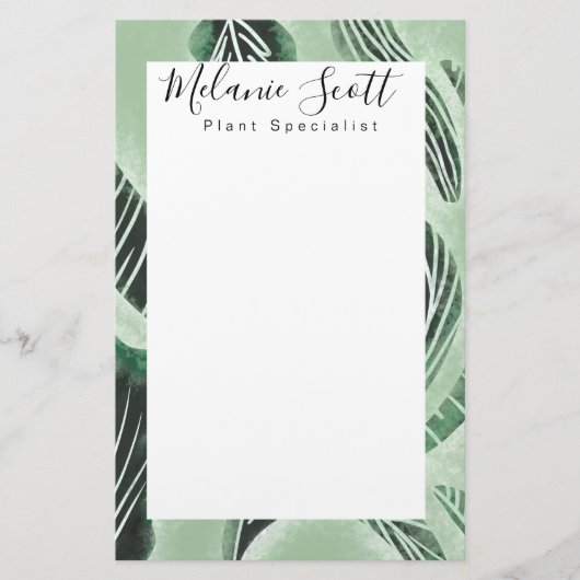 Handgetekende groene botanische specialist botanic briefpapier (Voorkant)