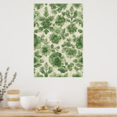Handgetekende groene botanische tekening poster (Keuken)