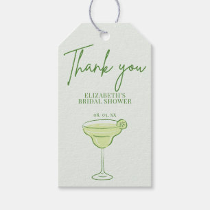 Handgetekende groene cocktail limoen script bedank cadeaulabel