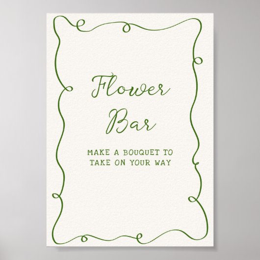 Handgetekende groene Lijsten bloembalk Poster (Voorkant)