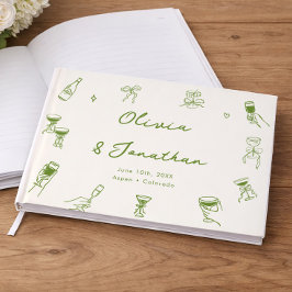 Handgetekende Groene Trouw Gastenboek