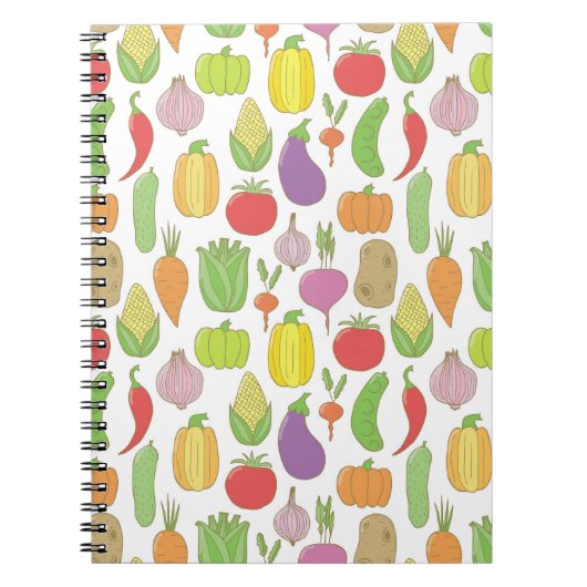 Handgetekende groenten,  doodle achtergrond. notitieboek (Voorkant)