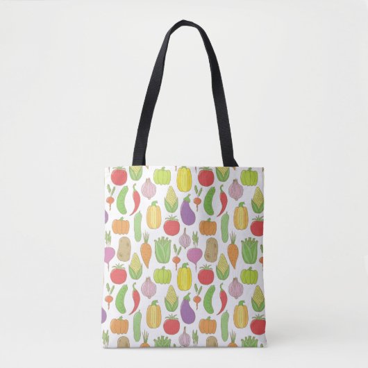 Handgetekende groenten, doodle achtergrond. tote bag (Voorkant)