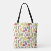 Handgetekende groenten, doodle achtergrond. tote bag (Achterkant)