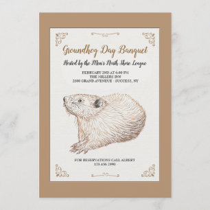 Handgetekende Groundhog Day-uitnodigingen Kaart