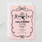 Handgetekende Halloween Dinner Party Kaart (Voorkant)