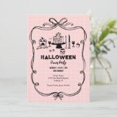 Handgetekende Halloween Dinner Party Kaart (Staand voorkant)