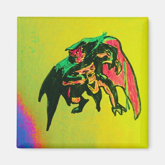 Handgetekende Halloween Gargoyle Magneet 2inx2in (Voorkant)