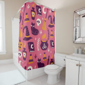 Handgetekende Halloween, griezelig naadloos patroo Douchegordijn (In situ)