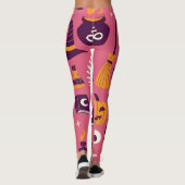 Handgetekende Halloween, griezelig naadloos patroo Leggings (Achterkant)