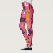 Handgetekende Halloween, griezelig naadloos patroo Leggings (Links)