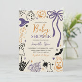 Handgetekende Halloween Little Boo Baby shower Kaart (Staand voorkant)