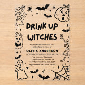 Handgetekende Halloween Skeleton Ghost Vrijgezelle Acryl Uitnodigingen (Voorkant)