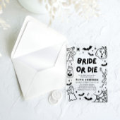 Handgetekende Halloween Skeleton Ghost Vrijgezelle Acryl Uitnodigingen