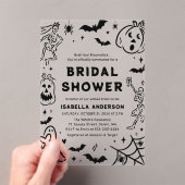 Handgetekende Halloween Skeleton Ghost Vrijgezelle Acryl Uitnodigingen (Insitu (Draagbaar))