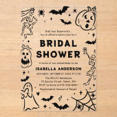 Handgetekende Halloween Skeleton Ghost Vrijgezelle Acryl Uitnodigingen (Voorkant)