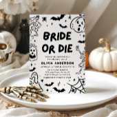 Handgetekende Halloween Skeleton Ghost Vrijgezelle Kaart