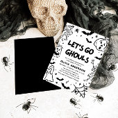 Handgetekende Halloween Skeleton Ghost Vrijgezelle Kaart