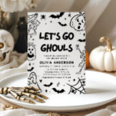 Handgetekende Halloween Skeleton Ghost Vrijgezelle Kaart