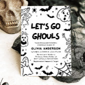 Handgetekende Halloween Skeleton Ghost Vrijgezelle Kaart