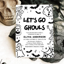 Handgetekende Halloween Skeleton Ghost Vrijgezelle Kaart