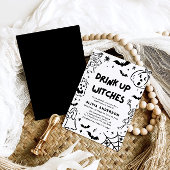 Handgetekende Halloween Skeleton Ghost Vrijgezelle Kaart