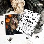 Handgetekende Halloween Skeleton Ghost Vrijgezelle Kaart