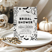 Handgetekende Halloween Skeleton Ghost Vrijgezelle Kaart