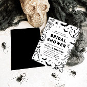 Handgetekende Halloween Skeleton Ghost Vrijgezelle Kaart