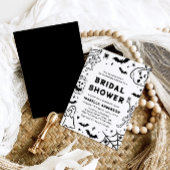 Handgetekende Halloween Skeleton Ghost Vrijgezelle Kaart