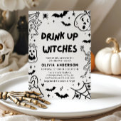 Handgetekende Halloween Skeleton Ghost Vrijgezelle Kaart