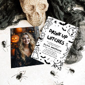 Handgetekende Halloween Skeleton Ghost Vrijgezelle Kaart