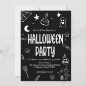 Handgetekende Halloween Vibes Party Kaart (Voorkant)